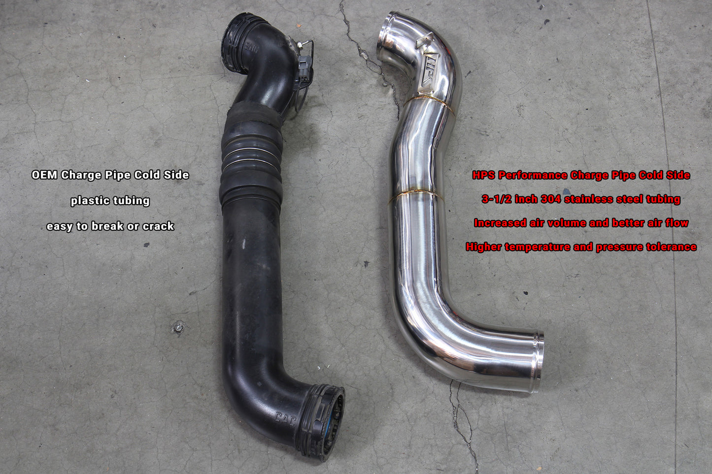 HPS Intercooler Charge Pipe, Cold and Hot Side, Polished, GMC 2013-2016 Sierra 2500 HD 6.6L Duramax Diesel Turbo LML, 17-150P