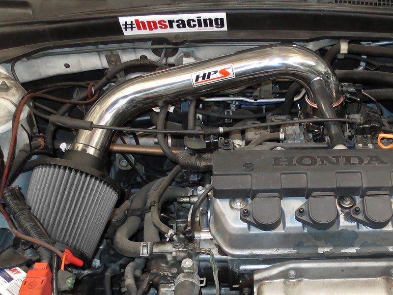 HPS Performance Air Intake Kit, Polished, 2001-2005 Honda Civic DX EX LX VI 1.7L, 827-104P