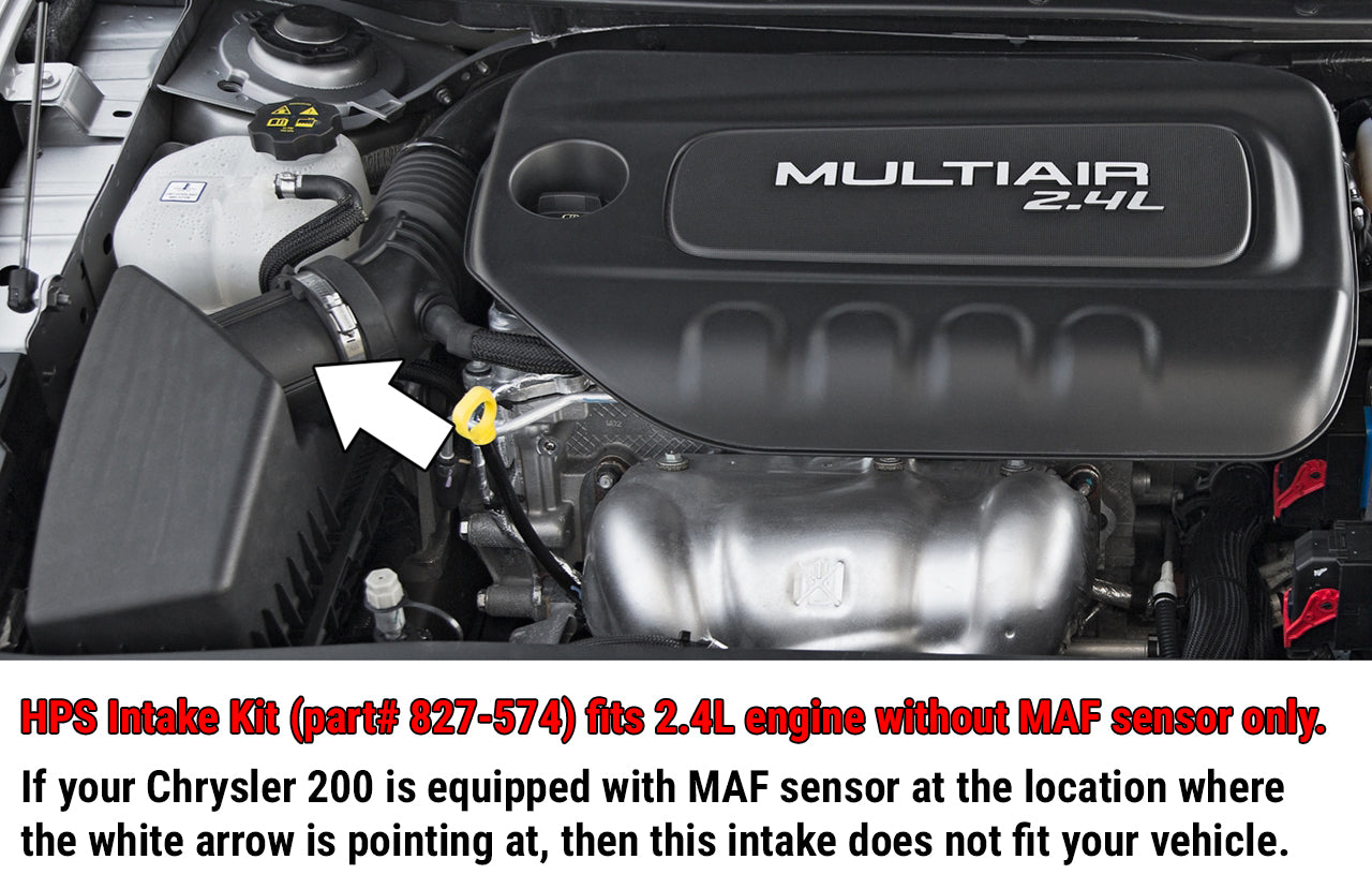 HPS Performance Air Intake Kit, Black, 2015-2017 Chrysler 200 2.4L without MAF sensor, 827-574WB