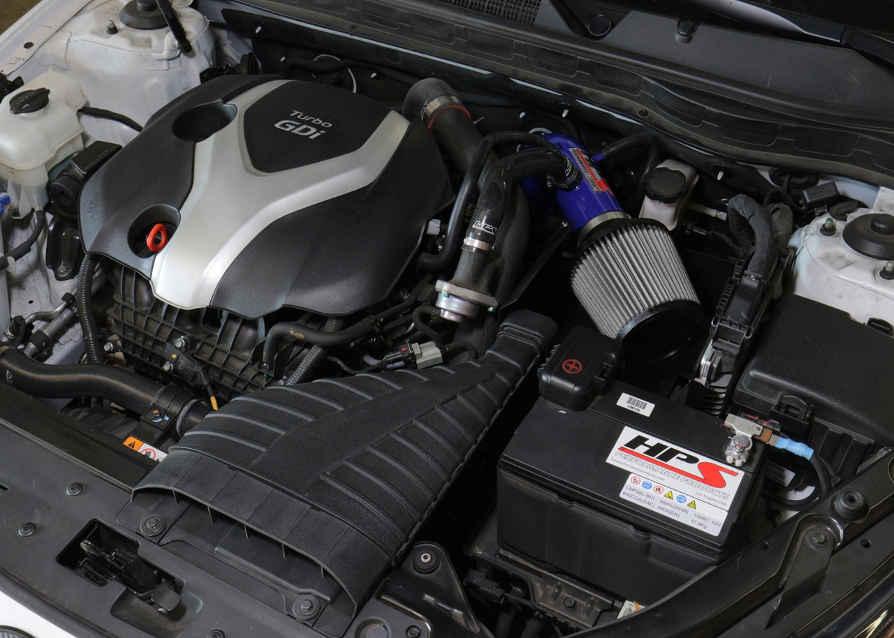 HPS Performance Air Intake Kit, Blue, 2011-2015 Kia Optima 2.0L Turbo, 827-587BL