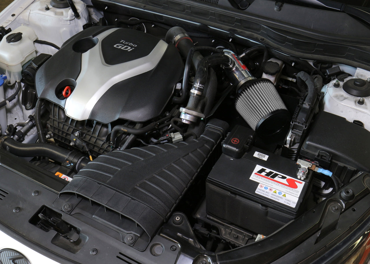 HPS Performance Air Intake Kit, Polished, 2011-2015 Kia Optima 2.0L Turbo, 827-587P
