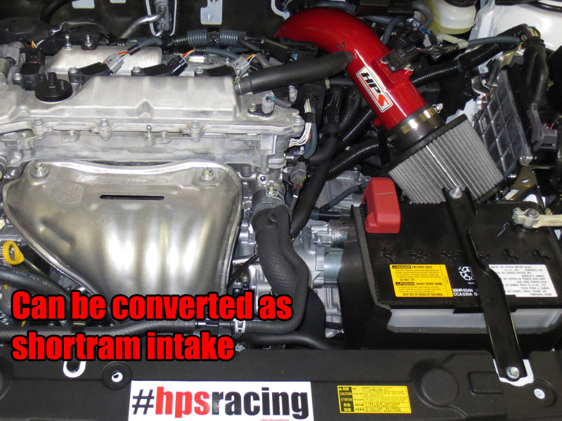 HPS Cold Air Intake Kit, Red, 2011-2016 Scion tC 2.5L, Converts to Shortram, 837-508R