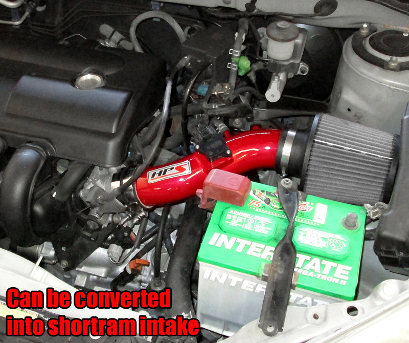 HPS Cold Air Intake Kit, Red, 2003-2004 Toyota Matrix XR 1.8L, Converts to Shortram, 837-513R