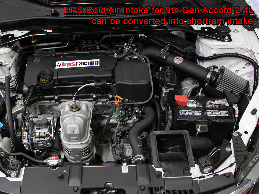 HPS Cold Air Intake Kit, Black, 2013-2017 Honda Accord 2.4L, Converts to Shortram, 837-555WB