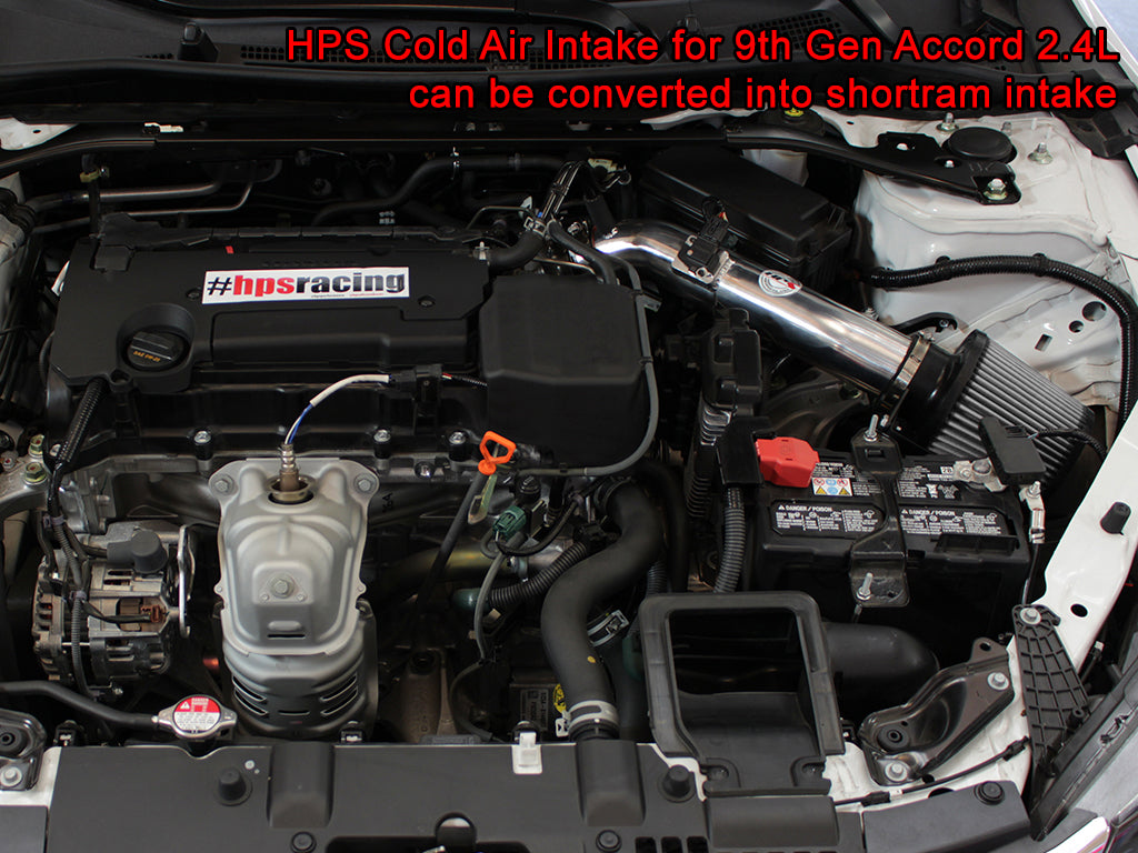 HPS Cold Air Intake Kit, Blue, 2013-2017 Honda Accord 2.4L, Converts to Shortram, 837-555BL
