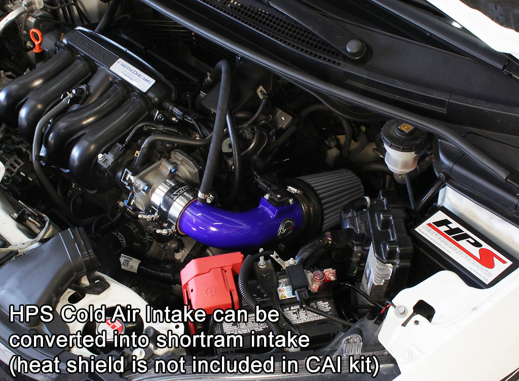 HPS Cold Air Intake Kit, Blue, 2015-2018 Honda Fit 1.5L Manual Trans., Converts to Shortram, 837-568BL