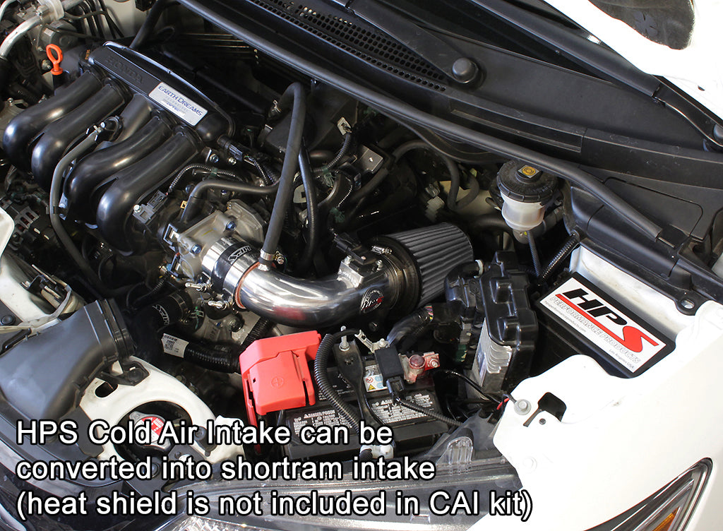 HPS Cold Air Intake Kit, Polished, 2015-2018 Honda Fit 1.5L Manual Trans., Converts to Shortram, 837-568P