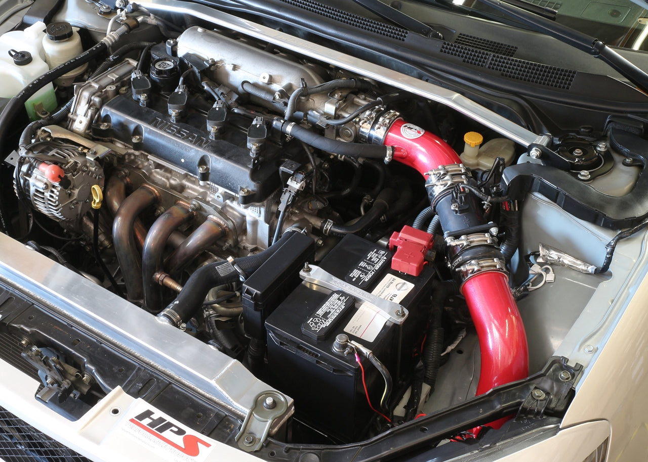 HPS Cold Air Intake Kit, Red, 2002-2006 Nissan Altima 2.5L 4Cyl, Converts to Shortram, 837-570R