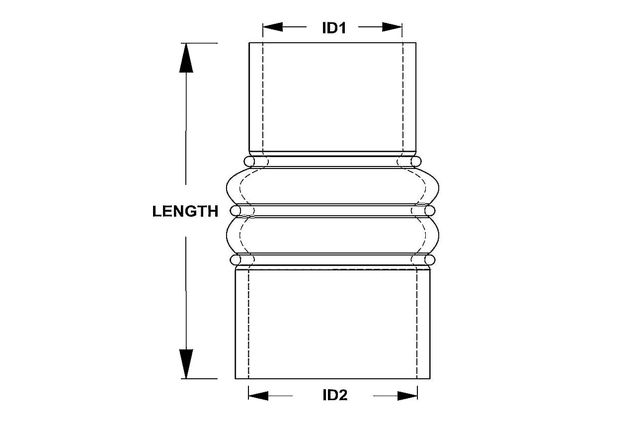 HPS 2-3/4" - 3-1/2", Silicone Charge Air Cooler CAC Reducer Hose, 6" Long, High Temp 4-ply Reinforced, Cold Side