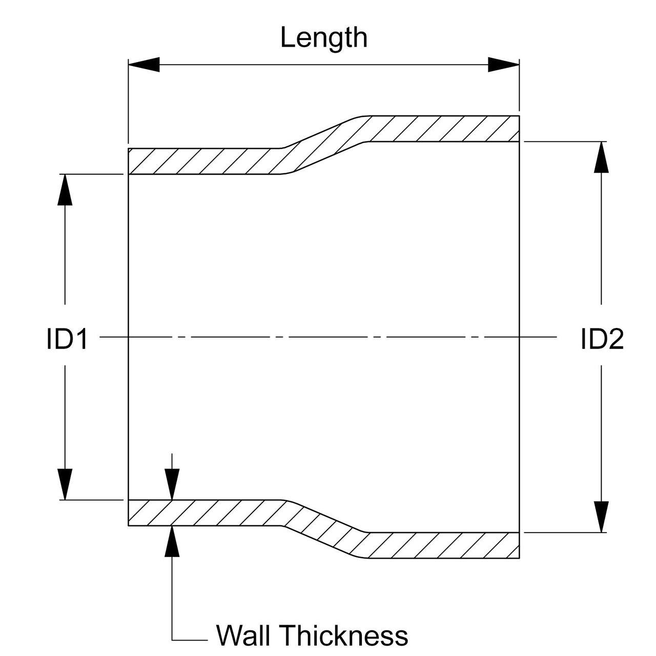 HPS 1-3/8" - 1-1/2" ID, 4" Long, Silicone Reducer Coupler Hose, High Temp 4-ply Reinforced, Black