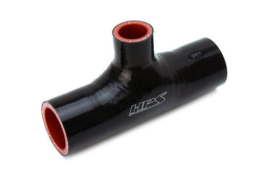HPS 3" (76mm), Silicone T Hose Coupler Adapter with 1" Branch, High Temp 4-ply Reinforced, Black