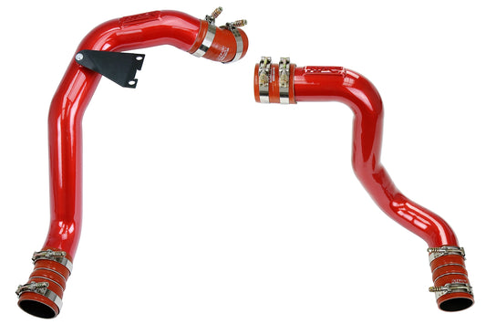 HPS Hot & Cold Side, Red, Charge Pipe with CAC Hose Intercooler Boots, 03-07 Ford F250 Superduty Powerstroke 6.0L Diesel Turbo, 17-105R