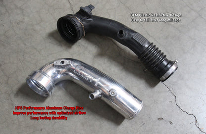 HPS Intercooler Charge Pipe Cold Side, Polished, BMW 2013-2015 740 3.0L Turbo N55, 17-127P