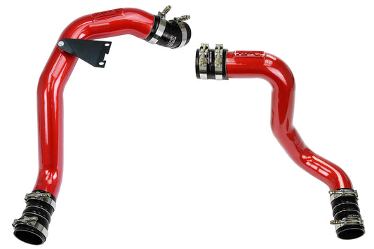 HPS Hot & Cold Side, Red, Charge Pipe with CAC Hose Intercooler Boots, 03-07 Ford F550 Superduty Powerstroke 6.0L Diesel Turbo, 17-145R