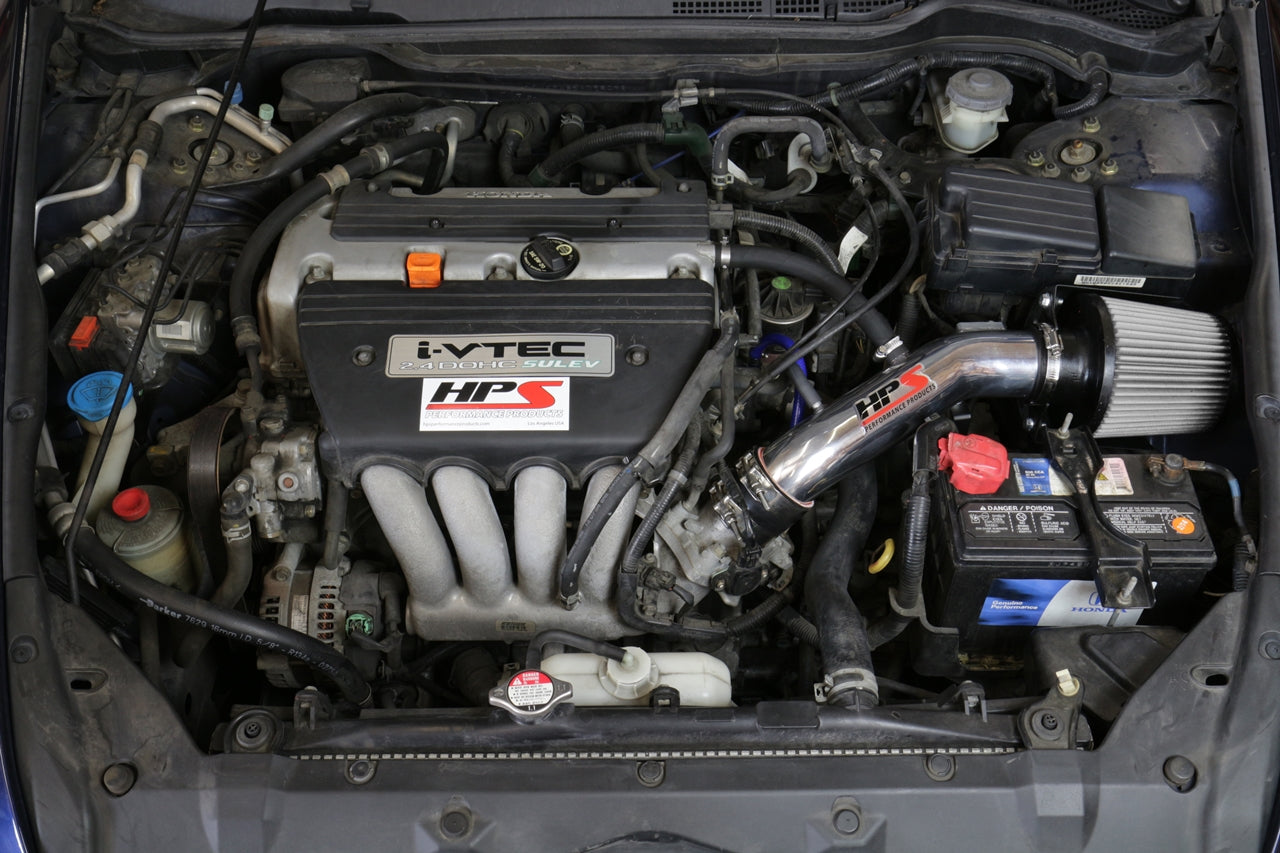 HPS Performance Air Intake Kit, Blue, 2003-2007 Honda Accord 2.4L with MAF Sensor SULEV, 827-173BL