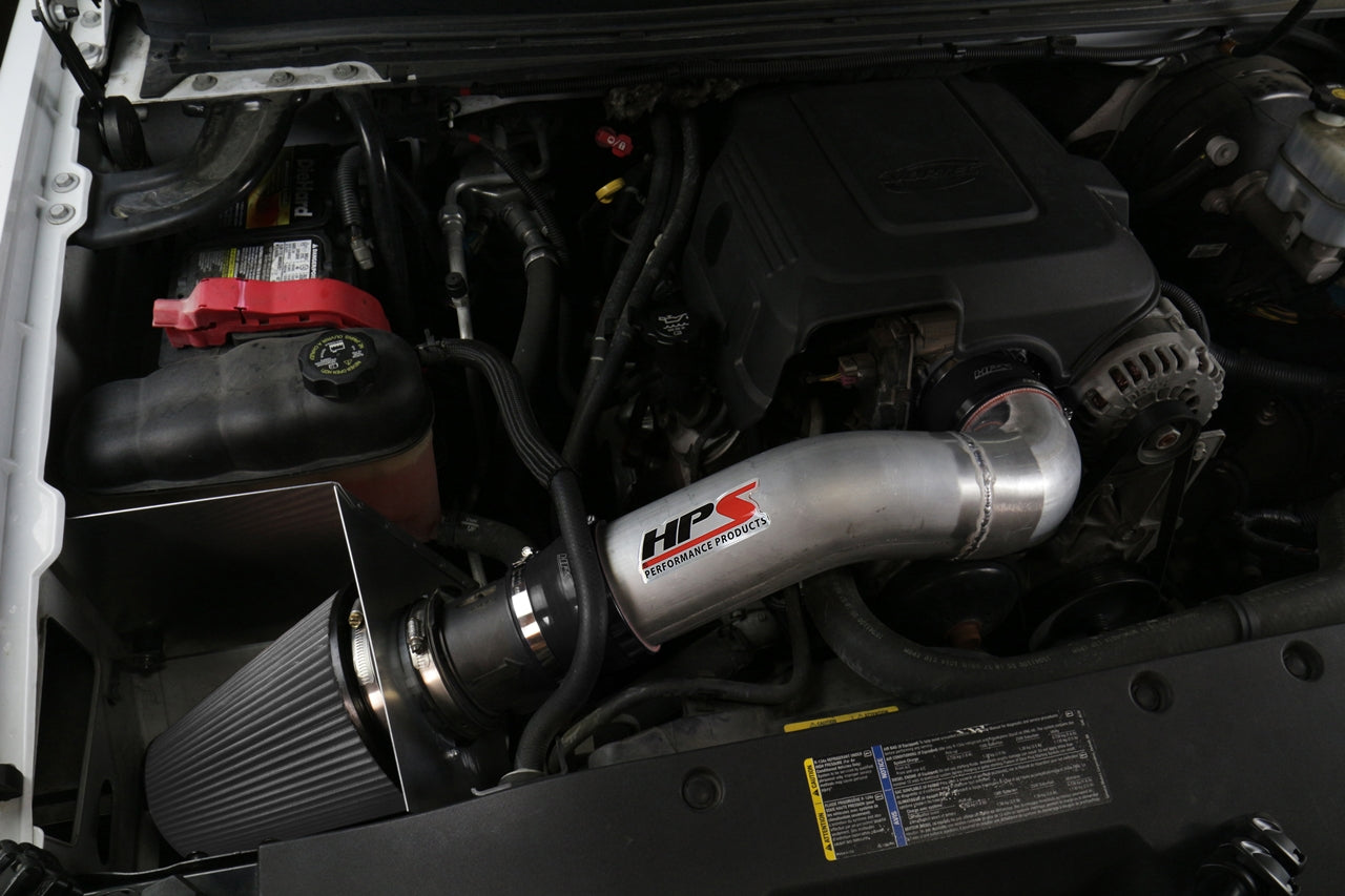 HPS Performance Air Intake Kit, Polished, 2007-2008 Chevy Silverado 1500 4.8L 5.3L 6.0L V8 (Except Classic Models), 827-622P