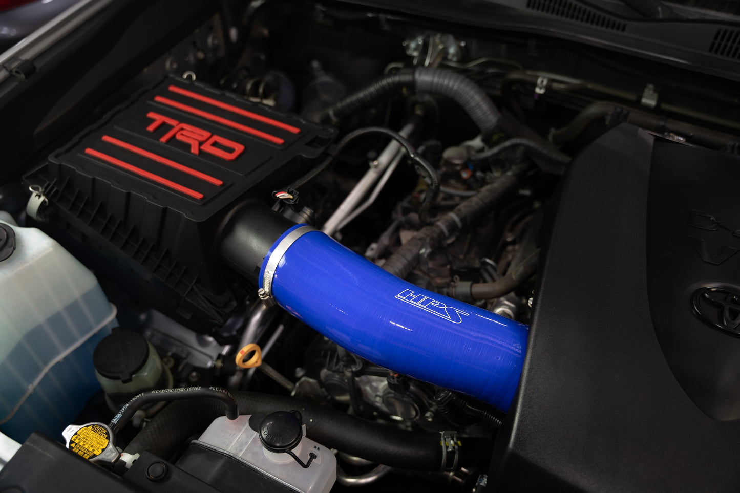 HPS Blue Silicone Air Intake Kit with Drop in Air Filter, fits Toyota 2016-2022 Tacoma 3.5L V6 equipped with TRD Performance Intake - Part # PTR03-35160, 827-723BL