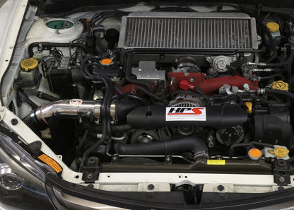 HPS Cold Air Intake Kit, Polished, 2008-2014 Subaru WRX 2.5L Turbo, Converts to Shortram, 837-566P