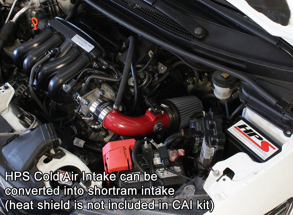HPS Cold Air Intake Kit, Red, 2015-2018 Honda Fit 1.5L Manual Trans., Converts to Shortram, 837-568R