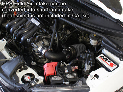 HPS Cold Air Intake Kit, Black, 2015-2018 Honda Fit 1.5L Manual Trans., Converts to Shortram, 837-568WB