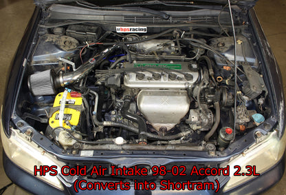 HPS Cold Air Intake Kit, Polished, 1998-2002 Honda Accord 2.3L DX EX LX VP SE, Converts to Shortram, 837-579P