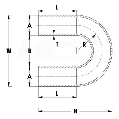 HPS 1-3/4" 180 Degree U Bend 6061 Aluminum Elbow Pipe Tubing with 2-1/2" Center Line Radius