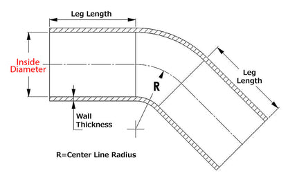 HPS 1-3/4" ID, 10" Leg, Silicone 45 Degree Elbow Coupler Hose, High Temp 4-ply Reinforced, Black