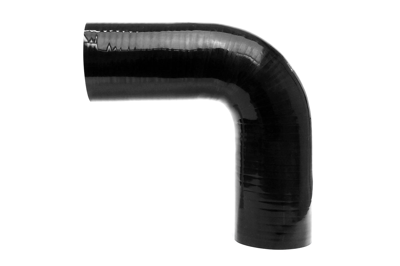HPS 1-3/4" ID, 10" Leg, Silicone 90 Degree Elbow Coupler Hose, High Temp 4-ply Reinforced, Black