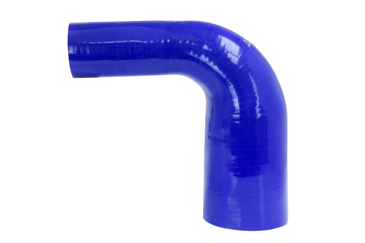 HPS 1" - 1-1/2" ID Silicone 90 Degree Elbow Reducer Hose, High Temp 4-ply Reinforced, Blue
