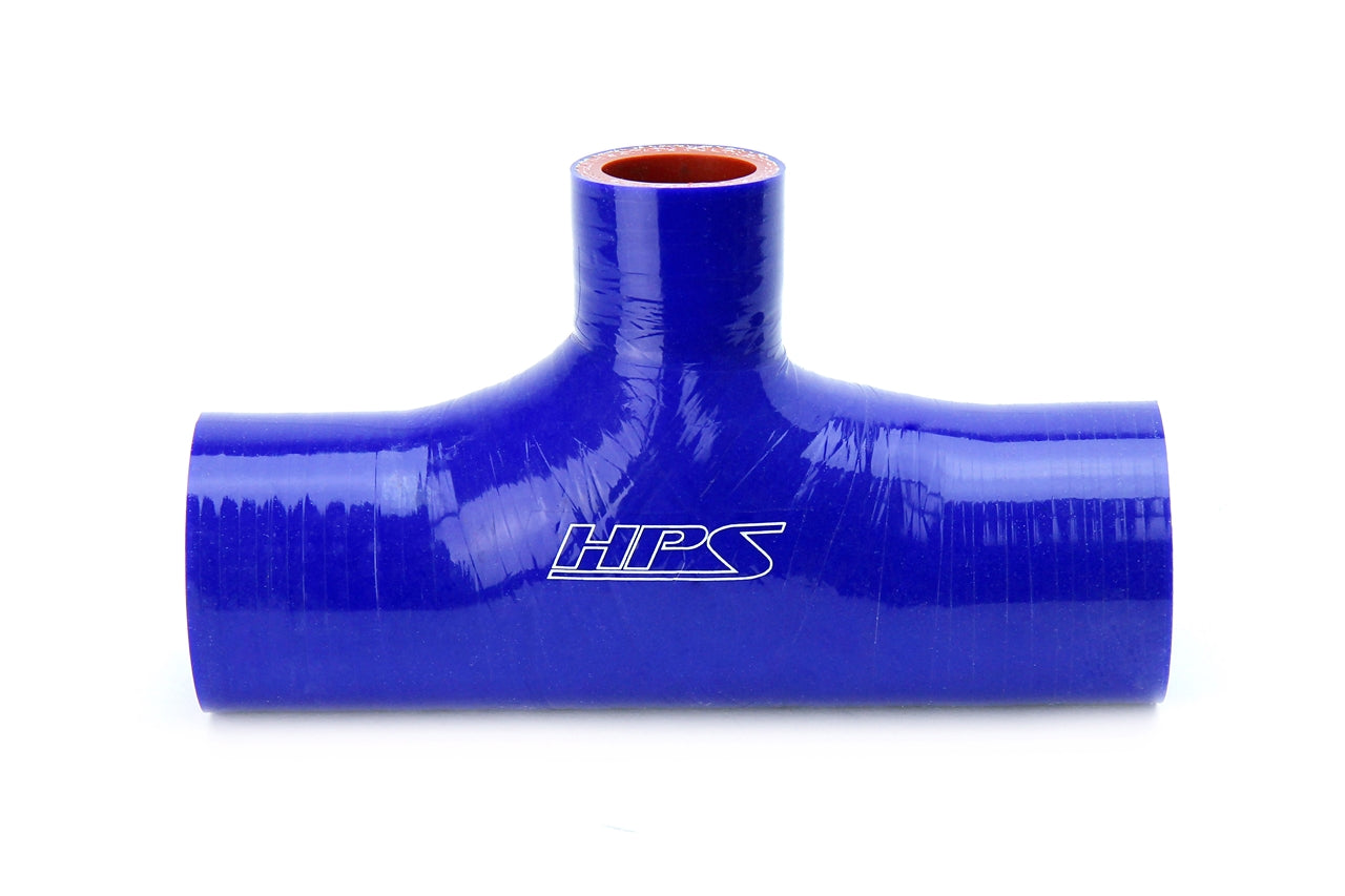 HPS 2-1/8" (54mm), Silicone T Hose Coupler Adapter with 1" Branch, High Temp 4-ply Reinforced, Blue